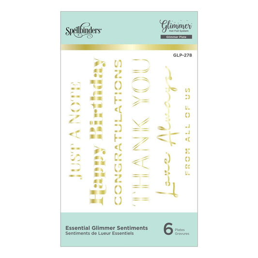 Spellbinders Glimmer Hot Foil Plates - Slimline Essential Glimmer Sentiments