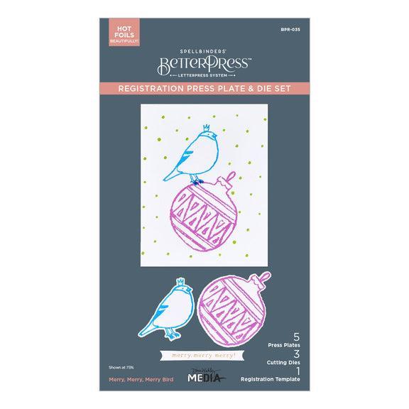 Spellbinders Registration Press Plates & Dies - Merry, Merry, Merry Bird