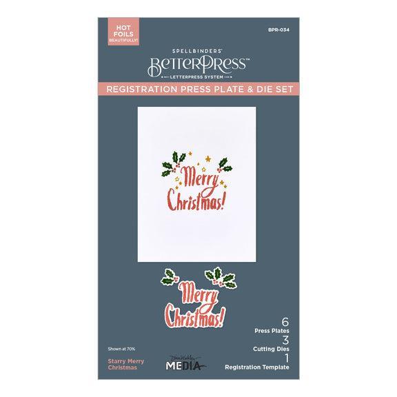 Spellbinders Registration Press Plates & Dies - Starry Merry Christmas