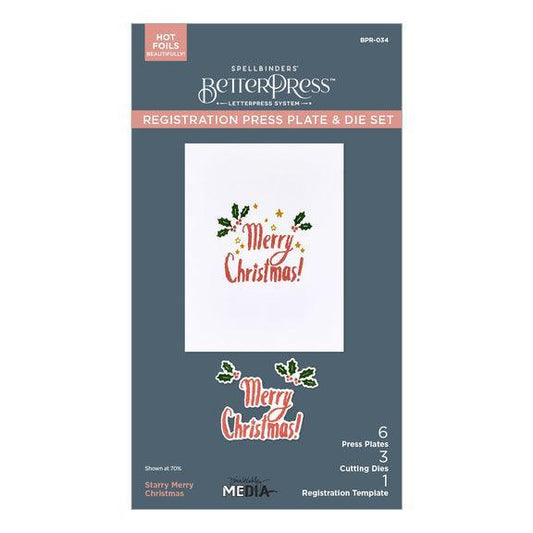 Spellbinders Registration Press Plates & Dies - Starry Merry Christmas