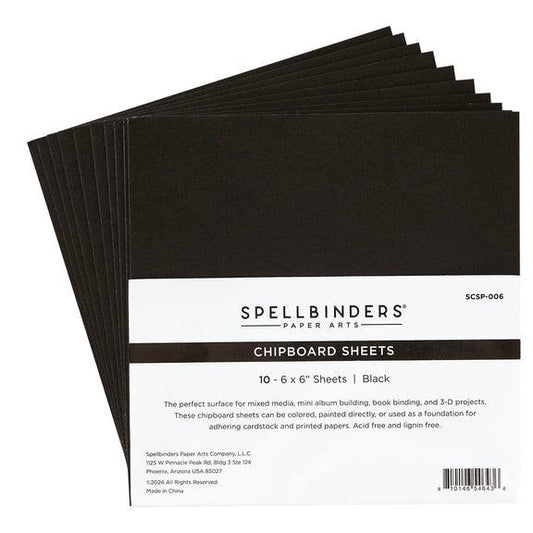 Spellbinders Chipboard - Black Chipboard Sheets - 6 x 6"