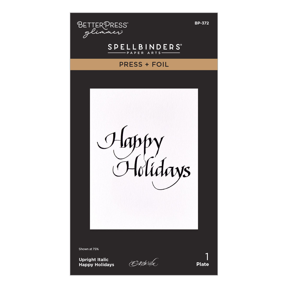 Spellbinders Letterpress + Foil Plate - Upright Italic Happy Holidays