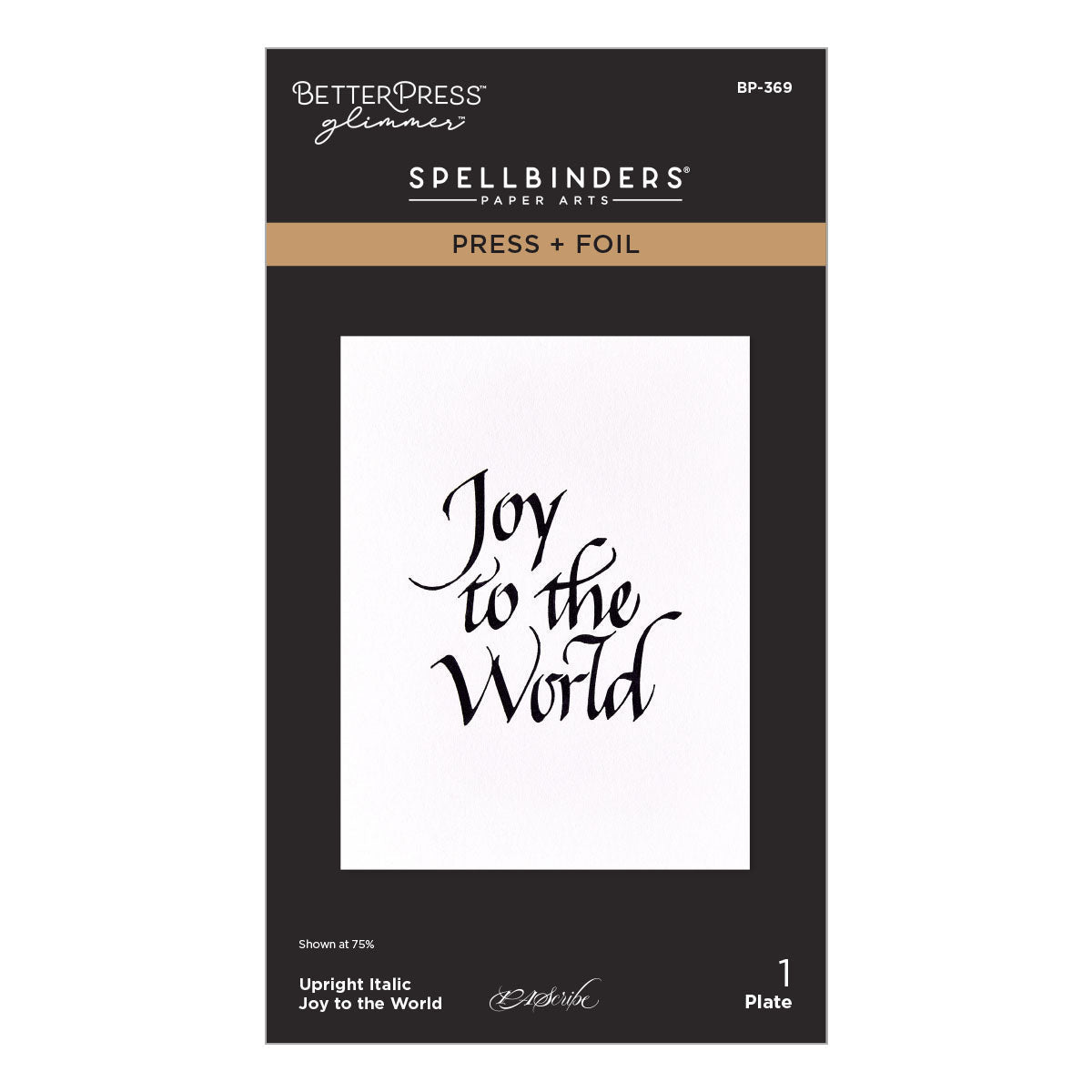 Spellbinders Letterpress + Foil Plate - Upright Italic Joy to the World
