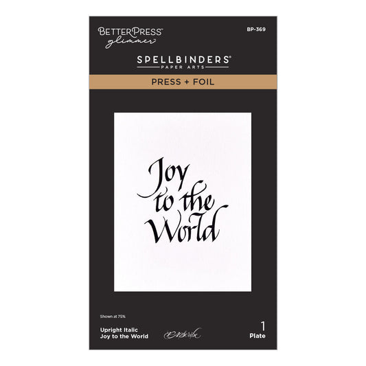 Spellbinders Letterpress + Foil Plate - Upright Italic Joy to the World