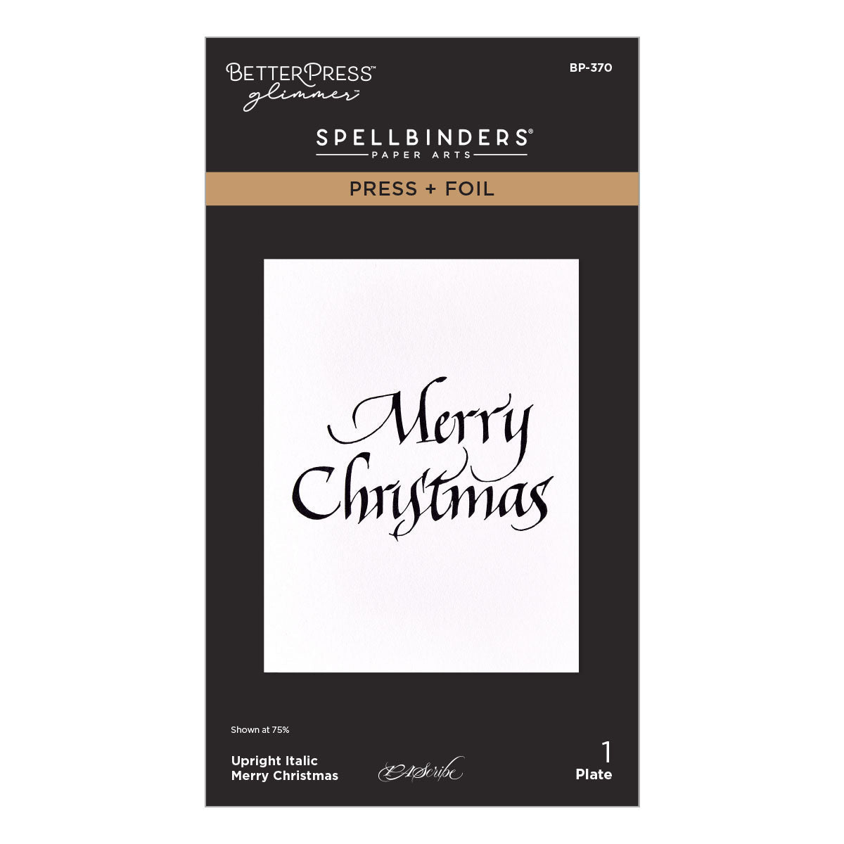 Spellbinders Letterpress + Foil Plate - Upright Italic Merry Christmas