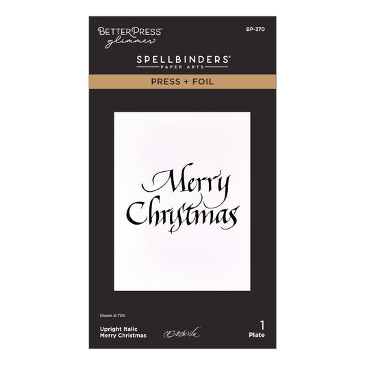 Spellbinders Letterpress + Foil Plate - Upright Italic Merry Christmas