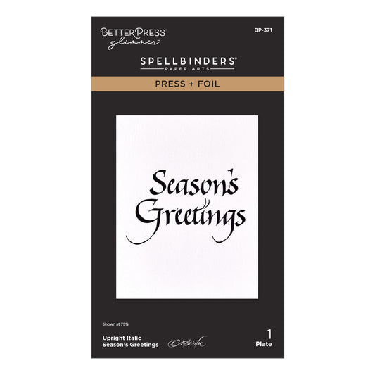 Spellbinders Letterpress + Foil Plate - Upright Italic Season's Greetings