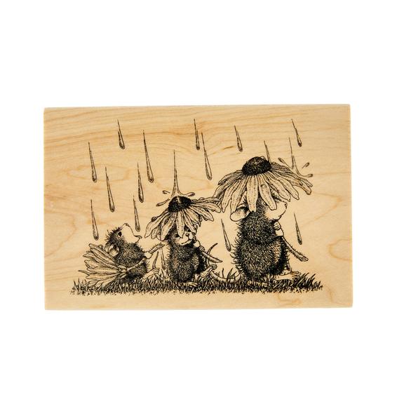 Spellbinders Wood Mount Stamps - House-Mouse Spring Rain