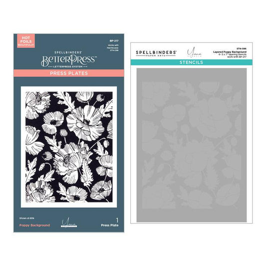 Spellbinders Press Plates & Stencils - Poppy Background