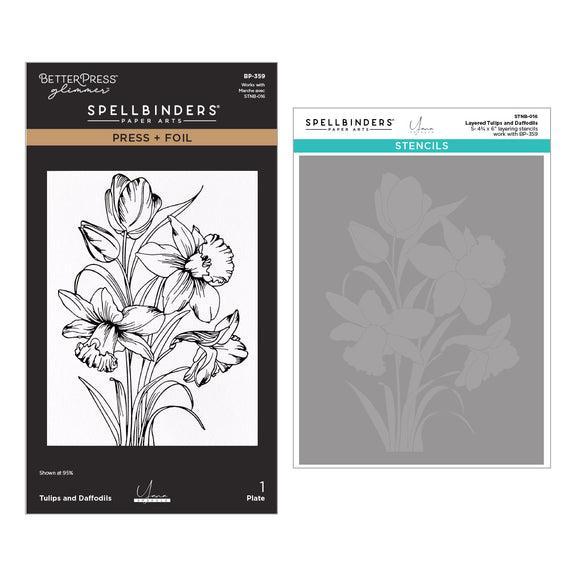 Spellbinders Letterpress + Foil Plate & Stencils - Tulips and Daffodils