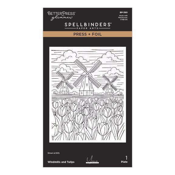 Spellbinders Letterpress + Foil Plate - Windmills and Tulips