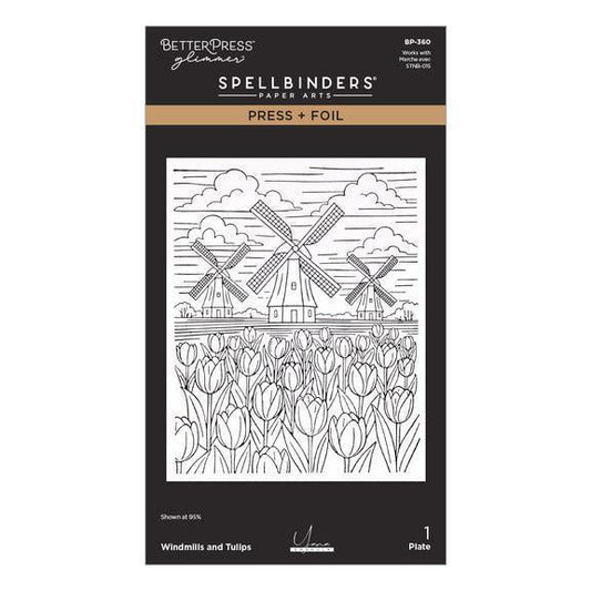 Spellbinders Letterpress + Foil Plate - Windmills and Tulips